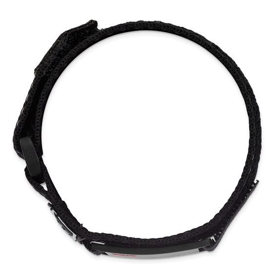 Stainless Steel Brushed Black IP Enamel Medical ID Nylon Adjust Bracelet