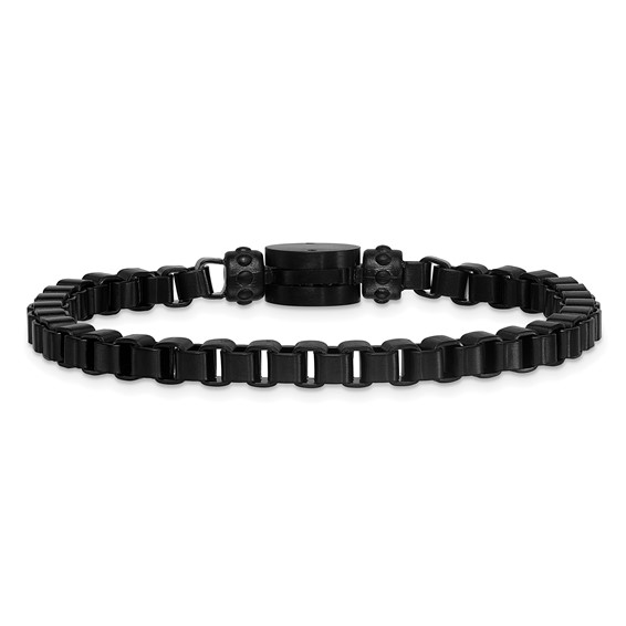 Stainless Steel Matte Black IP-plated Rounded Box Chain 8.75in Bracelet