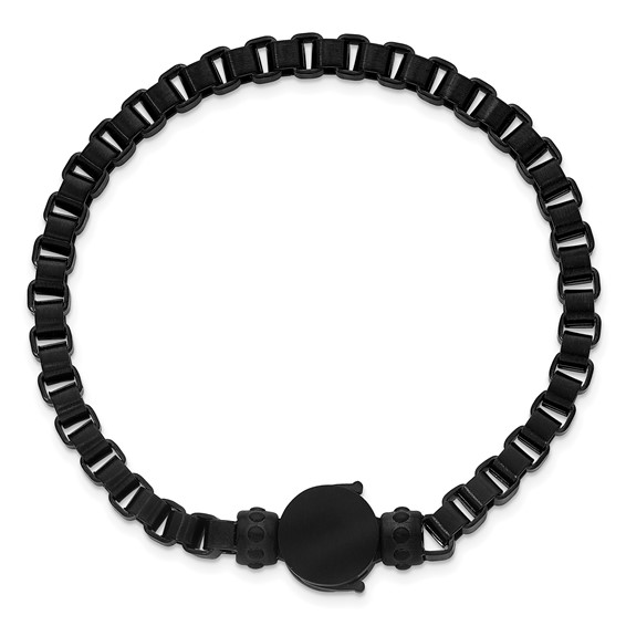 Stainless Steel Matte Black IP-plated Rounded Box Chain 8.75in Bracelet