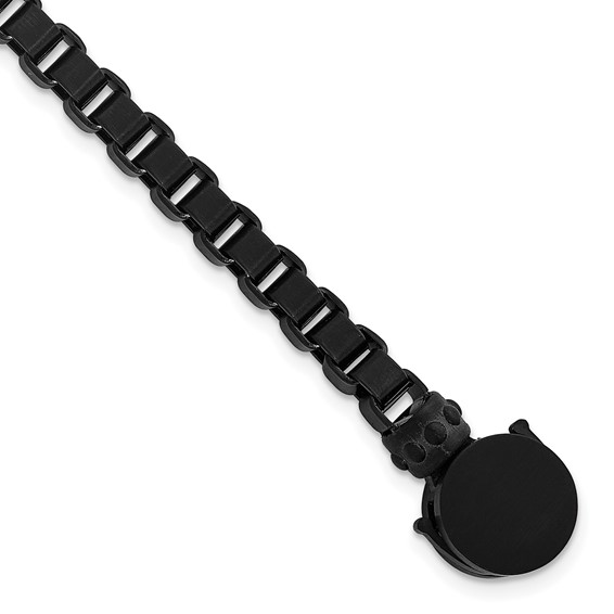 Stainless Steel Matte Black IP-plated Rounded Box Chain 8.75in Bracelet