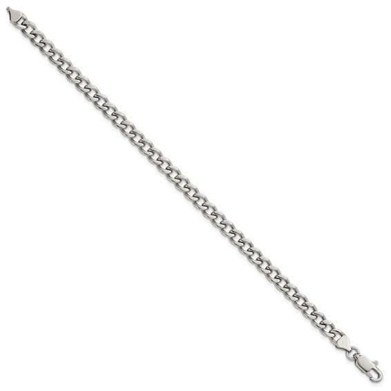 Stainless Steel Polished 5.25mm Curb Chain 7in Bracelet