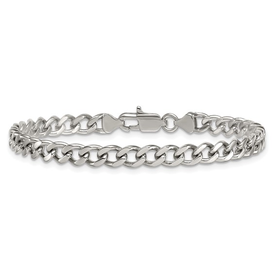 Stainless Steel Polished 5.25mm Curb Chain 7in Bracelet