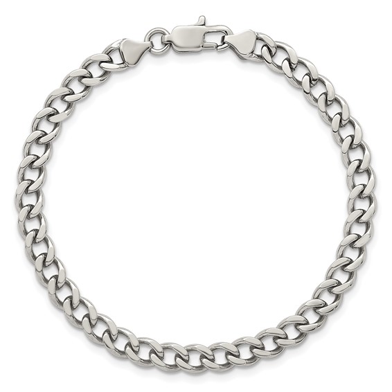 Stainless Steel Polished 5.25mm Curb Chain 7in Bracelet
