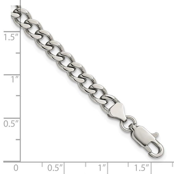 Stainless Steel Polished 5.25mm Curb Chain 7in Bracelet