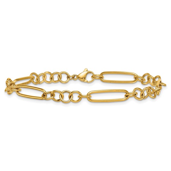 Stainless Steel Polished Yellow IP 5.25mm Pocket Watch Chain Style Bracelet