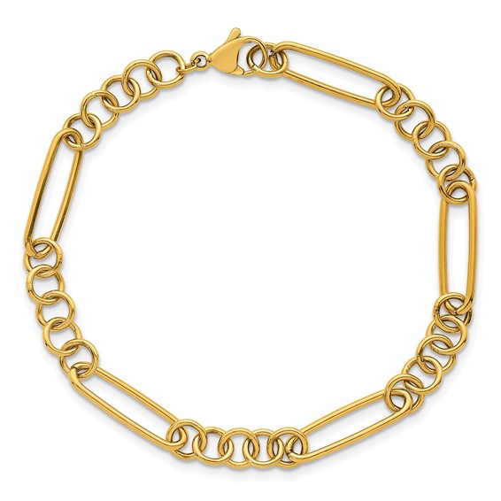 Stainless Steel Polished Yellow IP 5.25mm Pocket Watch Chain Style Bracelet