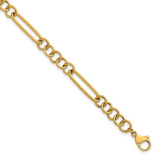 Stainless Steel Polished Yellow IP 5.25mm Pocket Watch Chain Style Bracelet