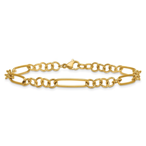 Stainless Steel Polished Yellow IP 5.25mm Pocket Watch Chain Style Bracelet