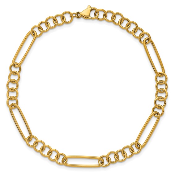 Stainless Steel Polished Yellow IP 5.25mm Pocket Watch Chain Style Bracelet