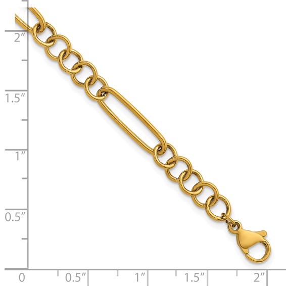 Stainless Steel Polished Yellow IP 5.25mm Pocket Watch Chain Style Bracelet