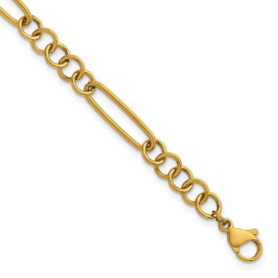 Stainless Steel Polished Yellow IP 5.25mm Pocket Watch Chain Style Bracelet
