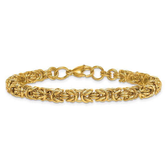 Stainless Steel Polished Yellow IP-plated 6mm Byzantine 8.5in Bracelet