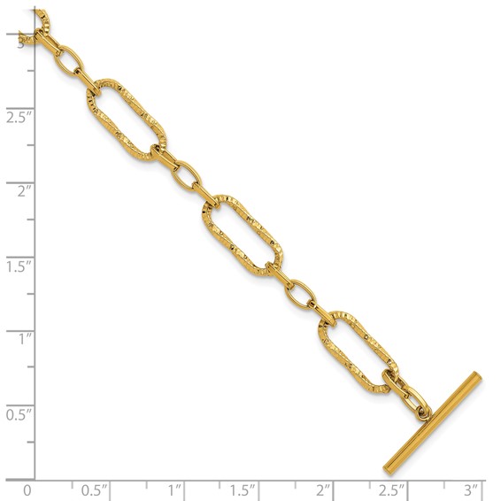 Stainless Steel Polished Yellow IP-plated 7.5in Textured Link Bracelet