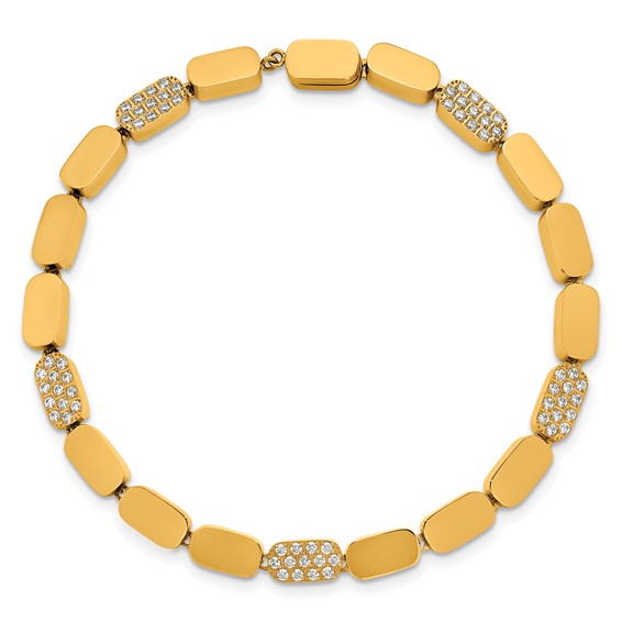 Stainless Steel Polished Yellow IP-plated w/CZ Magnetic 7in Bracelet