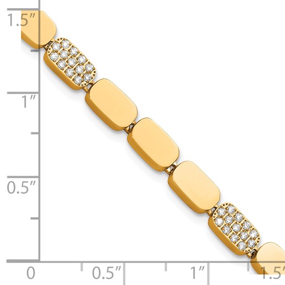 Stainless Steel Polished Yellow IP-plated w/CZ Magnetic 7in Bracelet