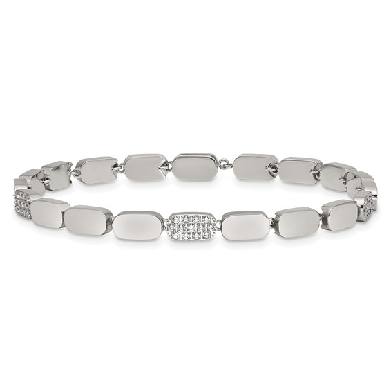 Stainless Steel Polished w/CZ Magnetic 7in Bracelet