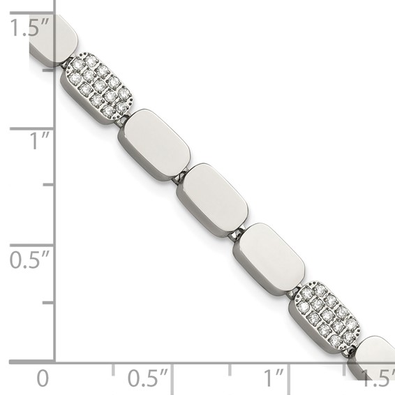 Stainless Steel Polished w/CZ Magnetic 7in Bracelet