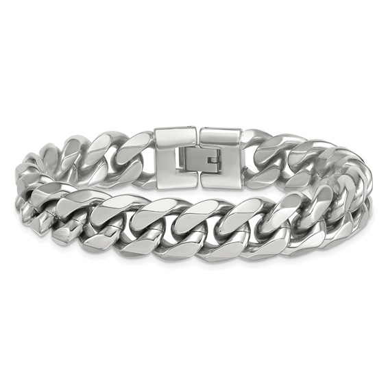 Stainless Steel Polished 14mm Curb Link 8.25in Bracelet