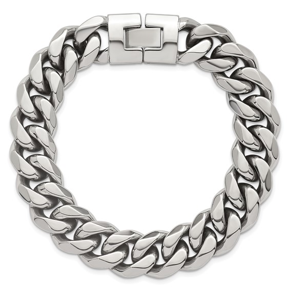 Stainless Steel Polished 14mm Curb Link 8.25in Bracelet