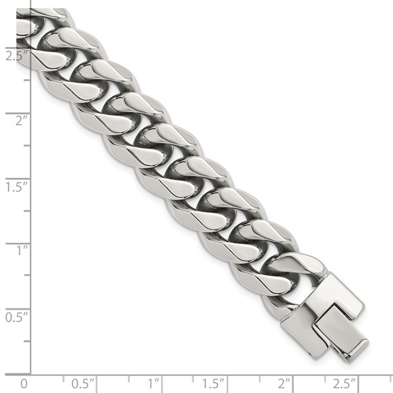 Stainless Steel Polished 14mm Curb Link 8.25in Bracelet