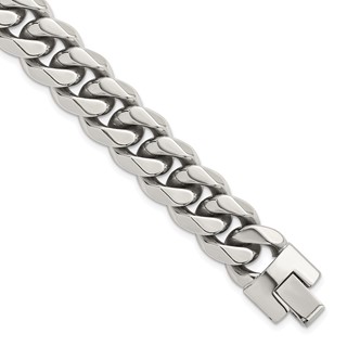 Stainless Steel Polished 14mm Curb Link 8.25in Bracelet