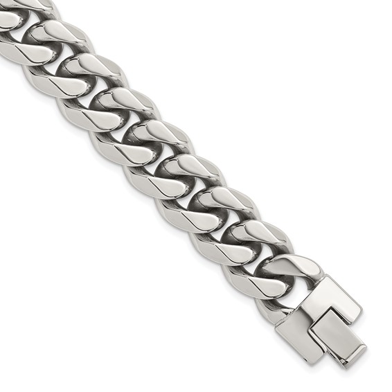 Stainless Steel Polished 14mm Curb Link 8.25in Bracelet