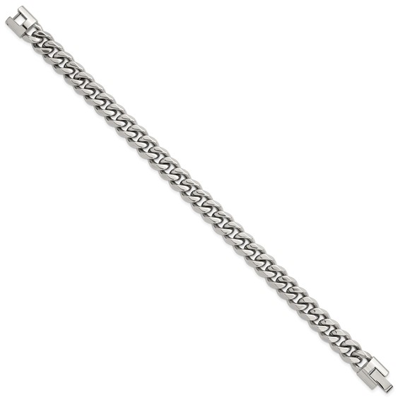 Stainless Steel Polished 9mm Curb Link 8.25in Bracelet