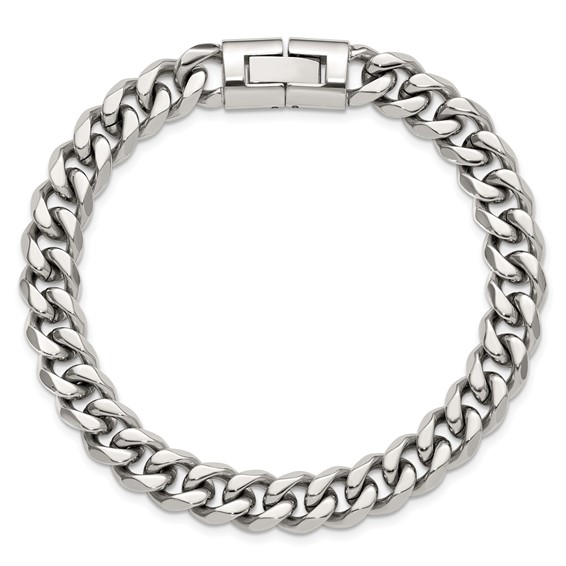 Stainless Steel Polished 9mm Curb Link 8.25in Bracelet