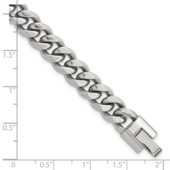 Stainless Steel Polished 9mm Curb Link 8.25in Bracelet