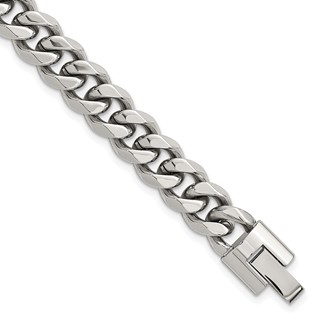 Stainless Steel Polished 9mm Curb Link 8.25in Bracelet
