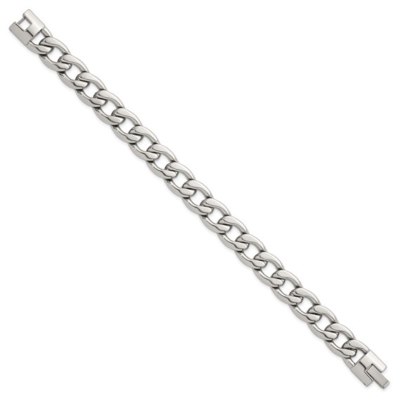 Stainless Steel Polished 12mm Curb Link 8.25in Bracelet