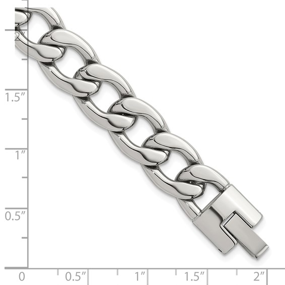 Stainless Steel Polished 12mm Curb Link 8.25in Bracelet