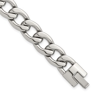 Stainless Steel Polished 12mm Curb Link 8.25in Bracelet