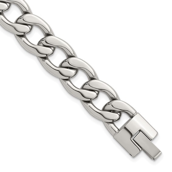 Stainless Steel Polished 12mm Curb Link 8.25in Bracelet