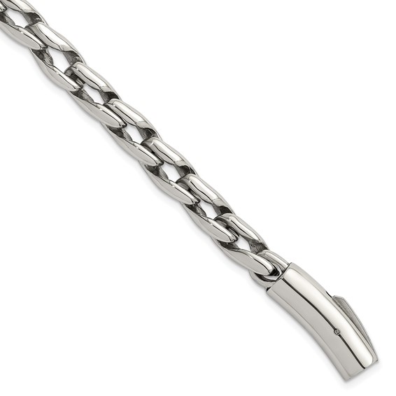 Stainless Steel Polished 7.5mm Fancy Link 8.5in Bracelet