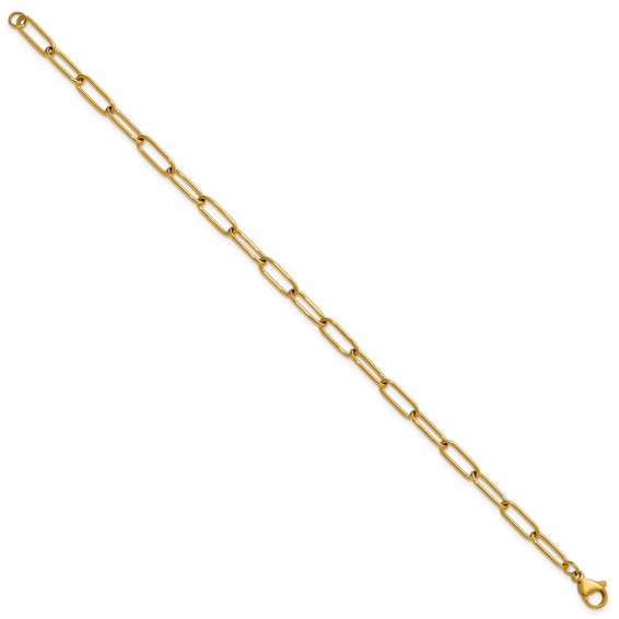 Stainless Steel Polished Yellow IP-plated Paperclip Link 7.5in Bracelet