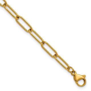 Stainless Steel Polished Yellow IP-plated Paperclip Link 7.5in Bracelet