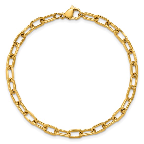 Stainless Steel Polished Yellow IP 4.25mm Paperclip Link 7.5in Bracelet