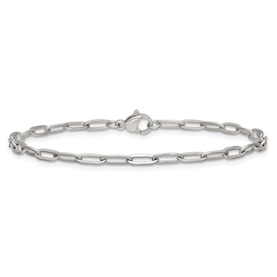 Stainless Steel Polished  3.25mm Paperclip Link 7.5in Bracelet