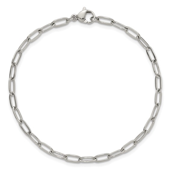 Stainless Steel Polished  3.25mm Paperclip Link 7.5in Bracelet