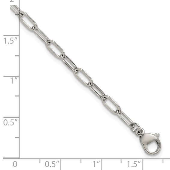 Stainless Steel Polished  3.25mm Paperclip Link 7.5in Bracelet