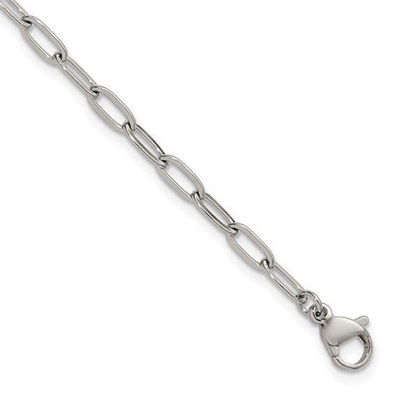 Stainless Steel Polished  3.25mm Paperclip Link 7.5in Bracelet