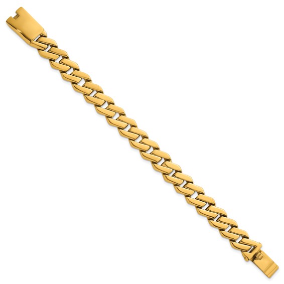 Stainless Steel Polished 13mm Yellow IP Fancy Link 8.5in Bracelet