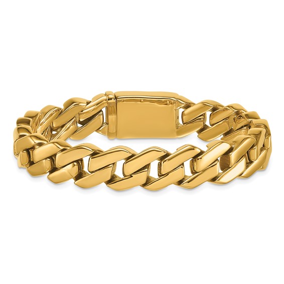 Stainless Steel Polished 13mm Yellow IP Fancy Link 8.5in Bracelet