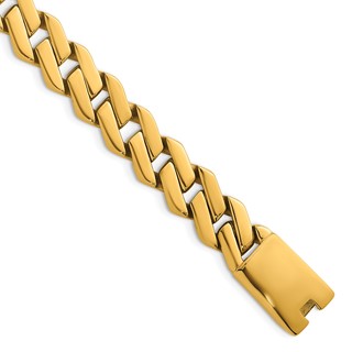 Stainless Steel Polished 13mm Yellow IP Fancy Link 8.5in Bracelet