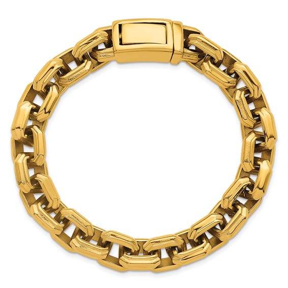 Stainless Steel Polished 11.5mm Yellow IP Fancy Rolo 8.5in Bracelet