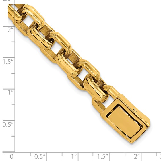 Stainless Steel Polished 11.5mm Yellow IP Fancy Rolo 8.5in Bracelet