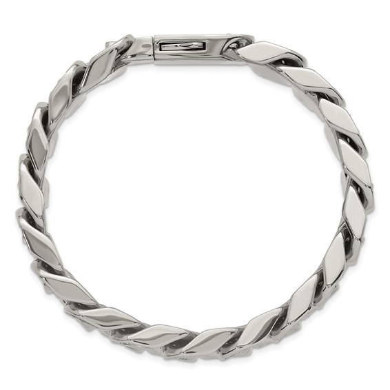 Stainless Steel Polished 12mm CZ Cable Link 8.5in Bracelet