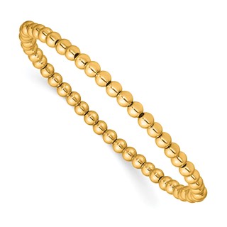 Stainless Steel Polished Yellow IP Beaded Stretch Bracelet-Small