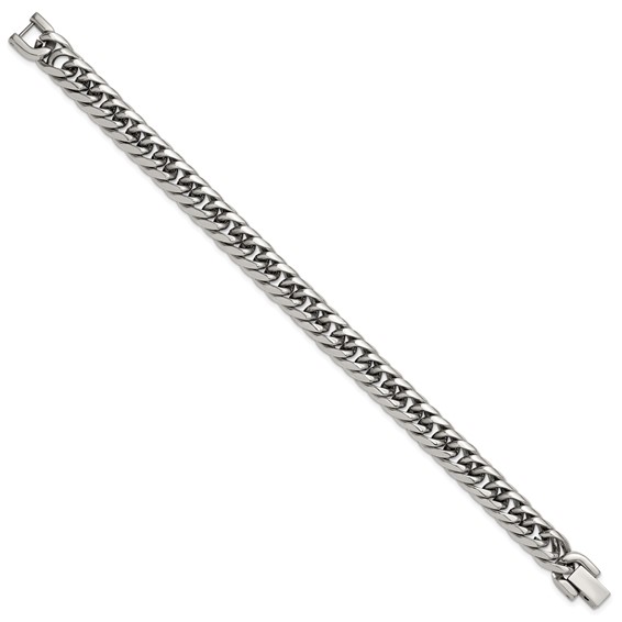 Stainless Steel Polished Rounded Edge Miami Cuban Link 8in Bracelet